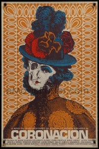 1t025 CORONACION Mexican poster 1976 wild skull/pretty woman artwork by Rafael Lopez Castro!
