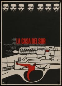 1t026 LA CASA DEL SUR Mexican poster 1975 The House in the South, wild gun art and serious man!