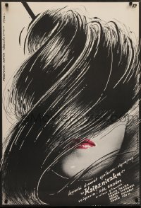 1t321 ADJ KIRALY KATONAT Polish 27x39 1984 cool Woltman artwork of woman w/big hairdo!
