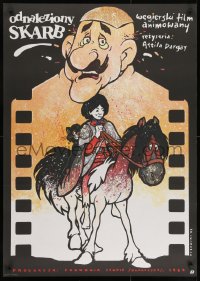 1t382 TREASURE OF SWAMP CASTLE Polish 27x37 1987 Attila Dargay, cool Dybowski cartoon artwork!