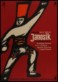 1t404 JANOSIK Polish 23x32 1966 cool completely different art of soldier raising arm!