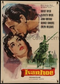 1t069 IVANHOE Spanish R1965 different art of pretty Elizabeth Taylor kissed by Robert Taylor!