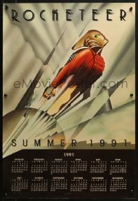 1w016 ROCKETEER calendar 1991 Walt Disney, deco-style John Mattos art of him soaring into sky!