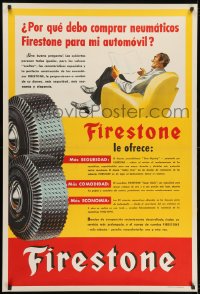 1w026 FIRESTONE chair style 29x43 Argentinean advertising poster 1950s cool vintage art!