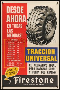 1w027 FIRESTONE desde ahora style 29x44 Argentinean advertising poster 1950s cool vintage art!