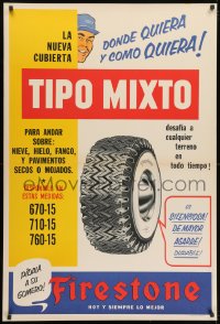 1w029 FIRESTONE tipo mixto style 29x44 Argentinean advertising poster 1950s cool vintage art!