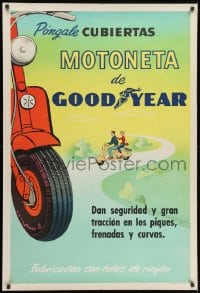 1w023 GOODYEAR scooter style 30x44 Argentinean advertising poster 1950s cool vintage art!