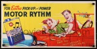 1w036 MOTOR RYTHM 12x24 advertising poster 1940s extra pick-up and power, young couple speeding!