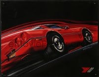 1w043 YOKOHAMA 22x28 advertising poster 1985 cool art of Corvette in motion by McCallister!