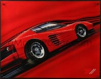 1w044 YOKOHAMA 22x28 advertising poster 1985 cool art of Ferrari in motion by McCallister!