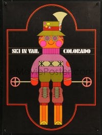 1w001 SKI IN VAIL COLORADO 19x26 travel poster 1960s Gene Hoffman cartoonish art of a skier!