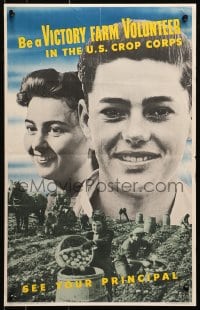 1w054 BE A VICTORY FARM VOLUNTEER 14x22 WWII war poster 1943 U.S. Crop Corps aimed at teenagers!