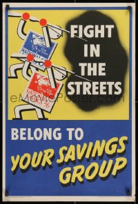 1w071 FIGHT IN THE STREETS 20x30 English WWII war poster 1942 stamps in uniform with bayonets!