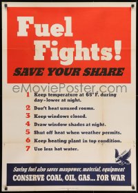 1w073 FUEL FIGHTS! SAVE YOUR SHARE 29x40 WWII war poster 1943 tips for fuel conservation!