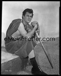 1x021 BLACK SHIELD OF FALWORTH 8x10 negative 1954 posed portrait of Tony Curtis leaning on sword!