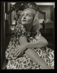 1x028 CAROLE LOMBARD 8x10 negative 1930s wonderful seated Paramount studio portrait in cool dress!