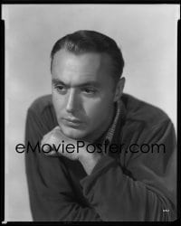 1x030 CHARLES BOYER 8x10 negative 1940s head & shoulders portrait resting his chin on his hand!