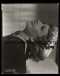 1x035 CLAUDETTE COLBERT 8x10 negative 1930s Paramount high glamour portrait with head tilted back!