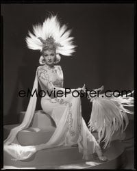 1x092 MARLENE DIETRICH 8x10 negative 1930s posed portrait in wild cool gown & feathered headdress!