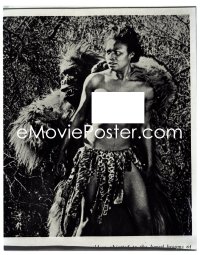 1x166 WILD WOMEN 4x5 negative 1950s wild image of topless African native girl with fake ape!