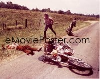 1x344 EASY RIDER 4x5 transparency 1969 Peter Fonda runs to Dennis Hopper by their motorcycles!