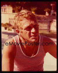 1x394 STEVE McQUEEN 4x5 transparency 1960s great close up wearing striped tanktop!