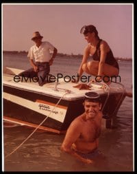 1x398 THUNDERBALL 4x5 transparency 1965 candid Sean Connery as James Bond & Claudine Auger w/boat!