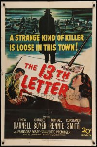 1y010 13th LETTER 1sh 1951 Otto Preminger, Linda Darnell, a strange kind of killer is loose!