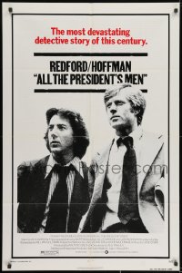 1y033 ALL THE PRESIDENT'S MEN 1sh 1976 Dustin Hoffman & Robert Redford as Woodward & Bernstein!