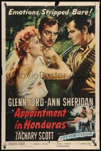 1y054 APPOINTMENT IN HONDURAS 1sh 1953 Jacques Tourneur directed, sexy Ann Sheridan & Glenn Ford!