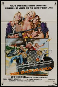 1y091 BIG BAD MAMA 1sh 1974 great John Solie art of sexy Angie Dickinson, female criminals w/guns!