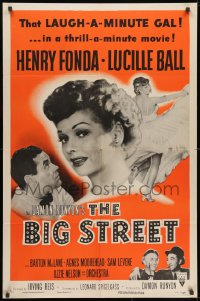 1y095 BIG STREET style A 1sh R1955 Henry Fonda, pretty Lucille Ball's best friend is a dollar!