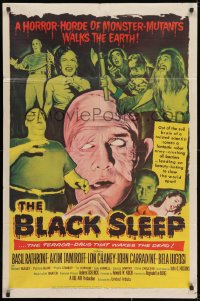 1y107 BLACK SLEEP 1sh 1956 Lon Chaney Jr., Bela Lugosi, Tor Johnson, terror-drug wakes the dead!