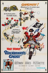 1y109 BLACKBEARD'S GHOST 1sh 1968 Walt Disney, artwork of wacky invisible pirate Peter Ustinov!