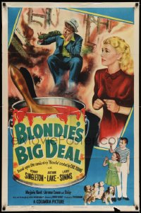 1y112 BLONDIE'S BIG DEAL 1sh 1949 cool artwork of Penny Singleton & Arthur Lake as Dagwood!