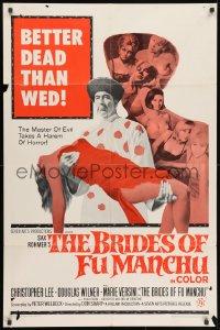 1y129 BRIDES OF FU MANCHU 1sh 1966 Asian villain Christopher Lee, Better dead than wed!