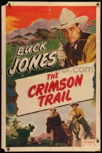 1y135 BUCK JONES 1sh 1948 great cowboy image pointing gun, The Crimson Trail!