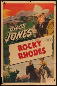1y134 BUCK JONES 1sh 1948 great cowboy image pointing gun, Rocky Rhodes!
