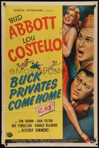 1y136 BUCK PRIVATES COME HOME 1sh 1947 Bud Abbott & Lou Costello are back from the front!