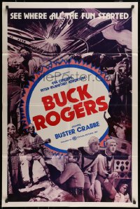 1y137 BUCK ROGERS 1sh R1966 Buster Crabbe sci-fi serial, see where all the fun started!