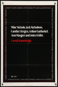 1y154 CARNAL KNOWLEDGE 1sh 1971 Jack Nicholson, Candice Bergen, Art Garfunkel, Ann-Margret!
