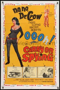 1y159 CARRY ON SPYING 1sh 1964 sexy English spy spoof, the most secrets exposed!