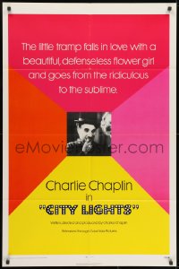 1y180 CITY LIGHTS 1sh R1972 great image of Charlie Chaplin as the Tramp, Virginia Cherrill!