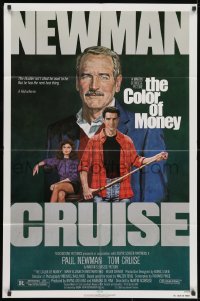 1y193 COLOR OF MONEY 1sh 1986 Robert Tanenbaum art of Paul Newman & Tom Cruise playing pool!