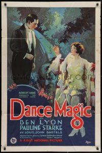 1y219 DANCE MAGIC style B 1sh 1927 romantic art of Ben Lyon & sexiest Pauline Starke, ultra-rare!