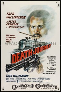 1y232 DEATH JOURNEY 1sh 1975 Fred Williamson, cool train and gun artwork design by Joe Smith!