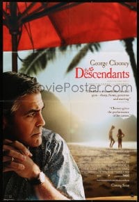 1y238 DESCENDANTS style A int'l advance DS 1sh 2011 cool image of George Clooney on beach!