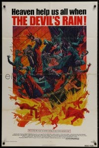 1y241 DEVIL'S RAIN 1sh 1975 Ernest Borgnine, William Shatner, Anton Lavey, cool Mort Kunstler art!