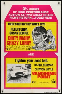 1y246 DIRTY MARY CRAZY LARRY/VANISHING POINT 1sh 1975 Peter Fonda, Barry Newman, Susan George!