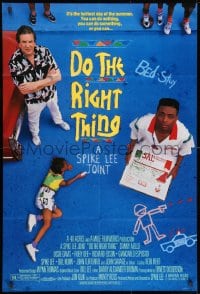 1y249 DO THE RIGHT THING DS 1sh 1989 Spike Lee, Danny Aiello, girl scribbling with sidewalk chalk!